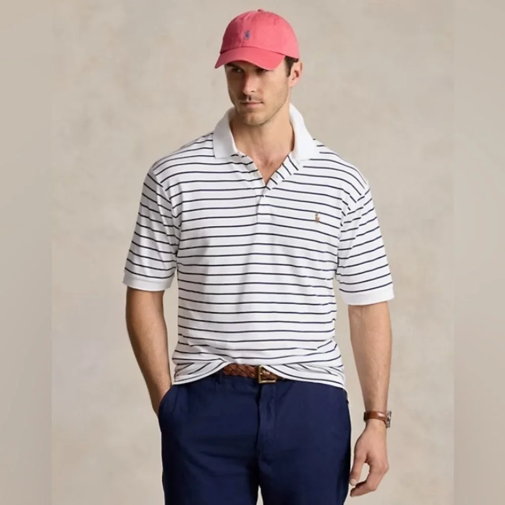 Polo Ralph Lauren Striped Soft Cotton Shirt Size XL Custom Slim Fit White Navy